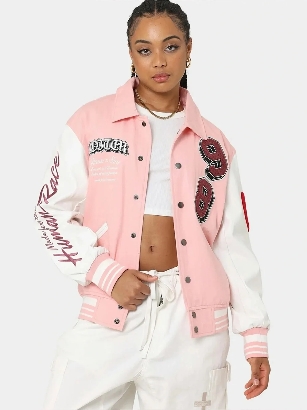 Loiter Varsity Letterman Pink Jacket - Picture 5 of 10